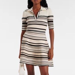 NEW SIMKHAI Dessie Striped Knitted Mini Dress -  Black Stripe